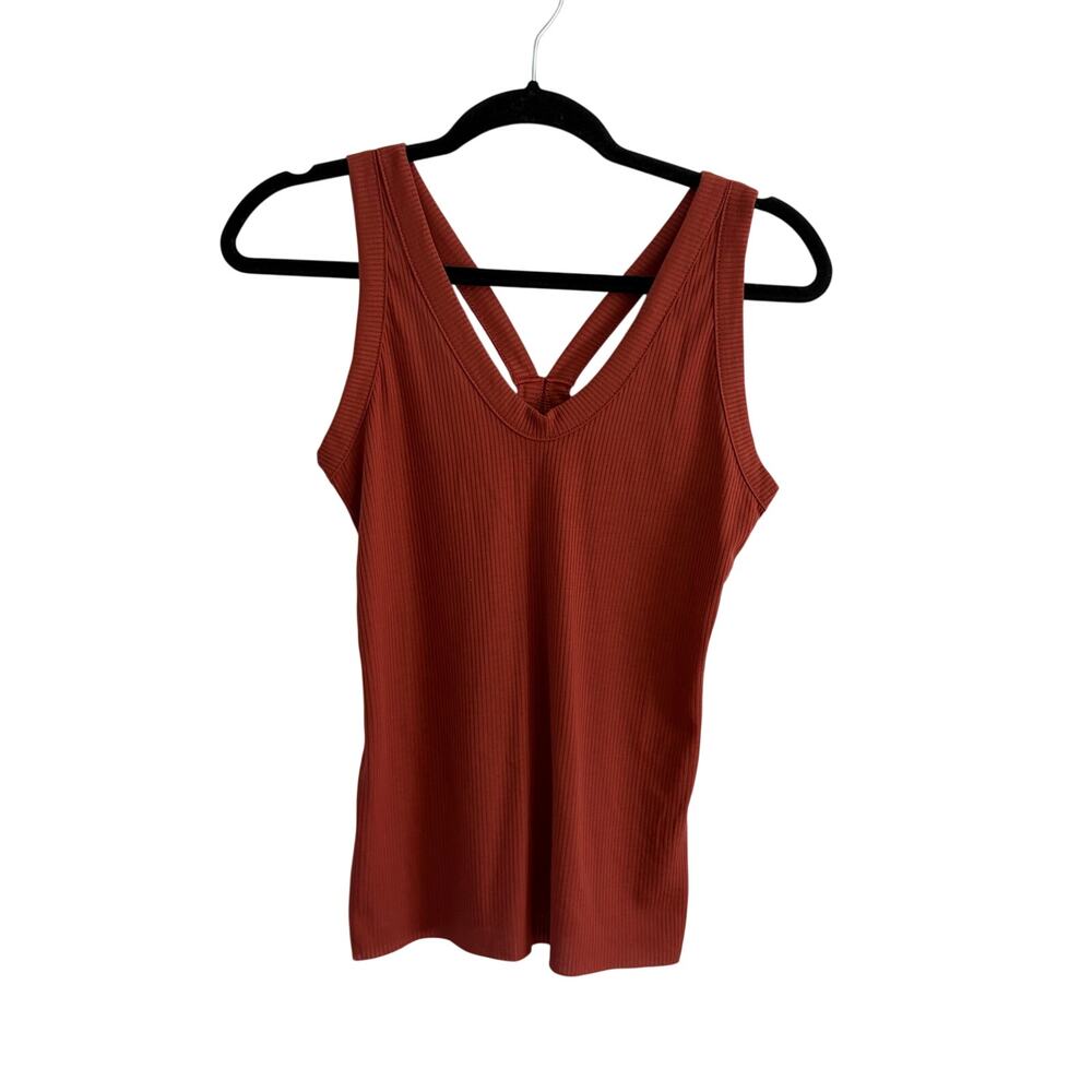 Nike Yoga Dri-FIT Ribbed Tank Top Women's Size Small Rust